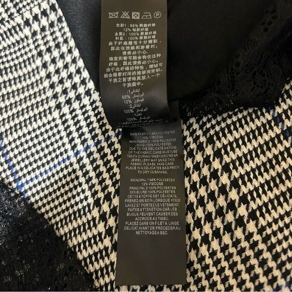 Self-Portrait Black and White Plaid Blazer with Lace Back - Picture 9 of 13